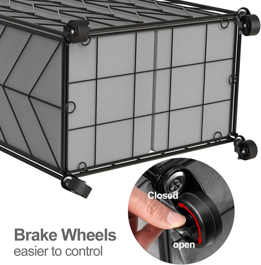 Double Laundry Hamper with Lid, Rolling Laundry Basket with Wheels | Heavy Duty Wire Clothes Hamper with Divided