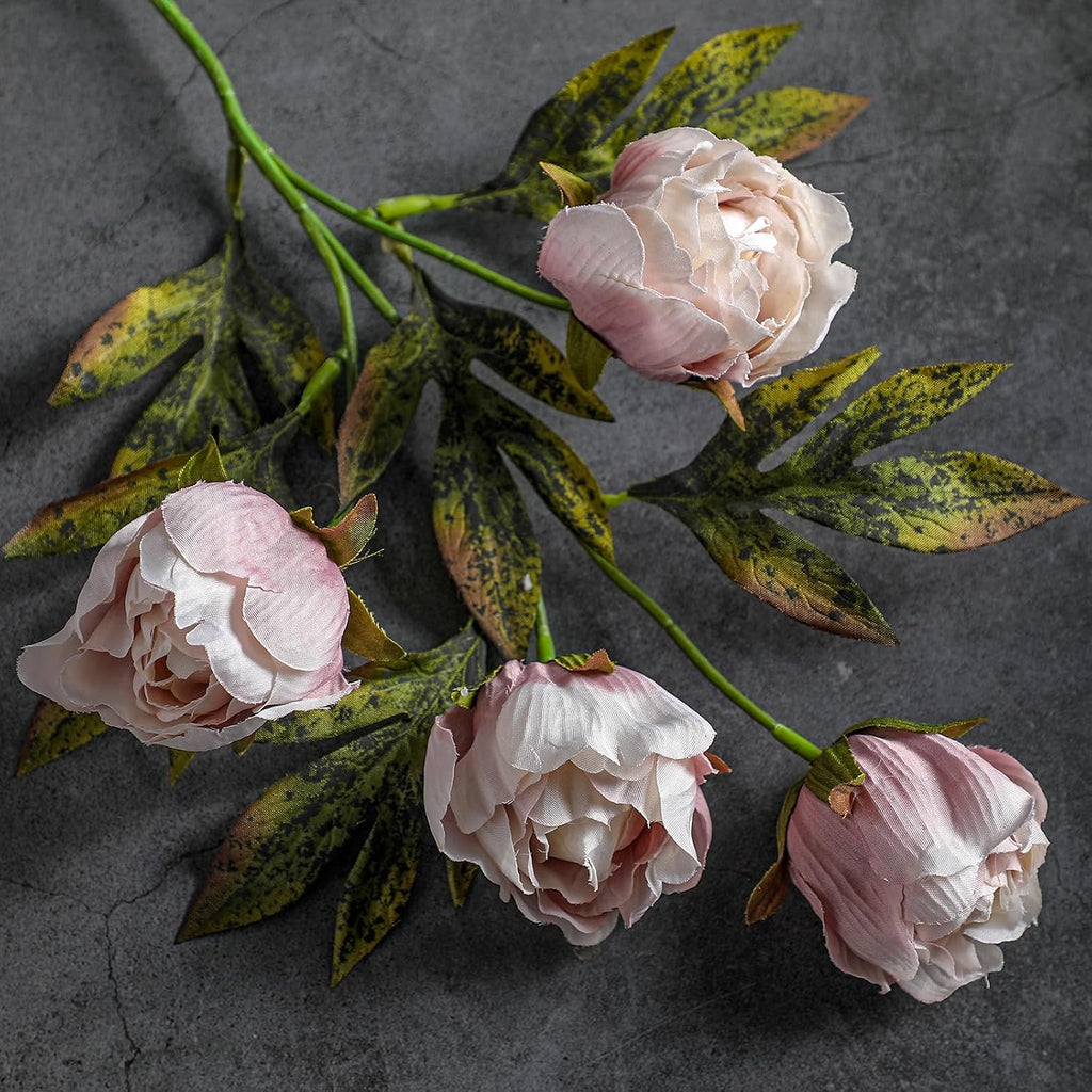 Faux Silk Peony Artificial Flowers Stem for Vase,8 Pcs,Brownish | Brownish Fake Peonies Branches with Stems, for Fall