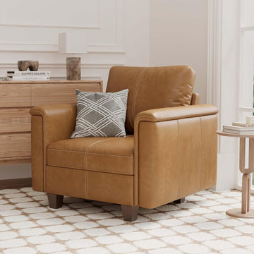 Modern Lounge Chair — Brown Faux Leather