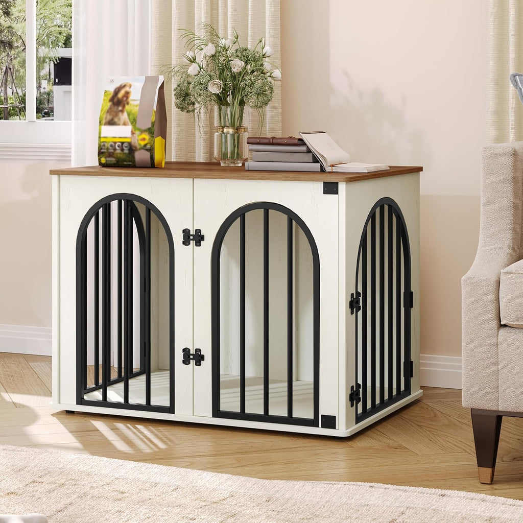 31.5'' Wooden Dog Crate Furniture, Indoor Dog Kennel Dogs Cage for Small/Medium Dogs