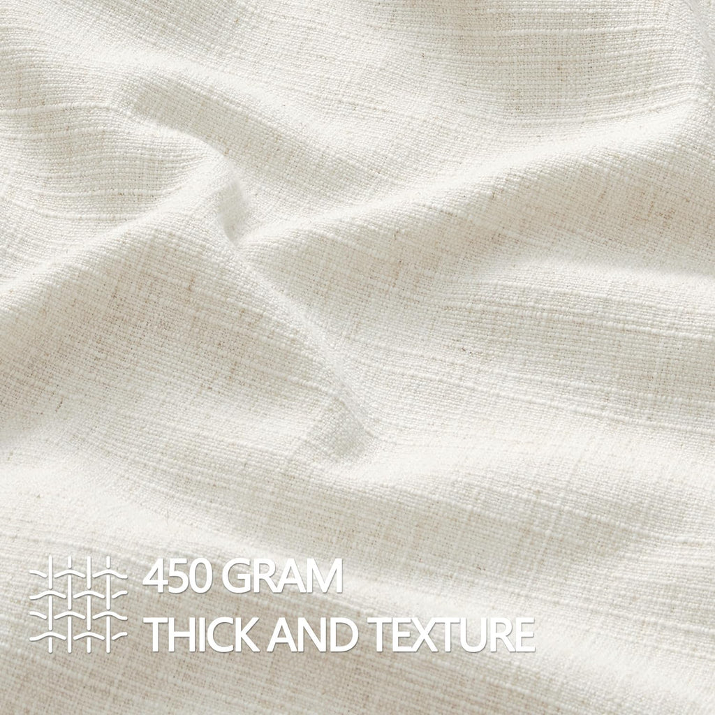 Pack of 2 Thick Textured Couch Throw Pillow Covers, Natural Beige Decorative Pillow Covers 18x18, Neutral Linen
