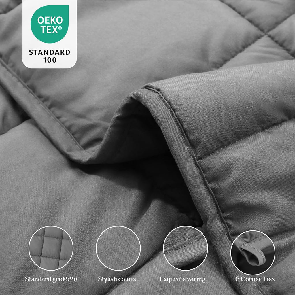 Weighted Blanket 10lbs (48"x72",Grey) Twin Size Soft Cooling Heavy Blanket for Sleeping, Breathable All Season