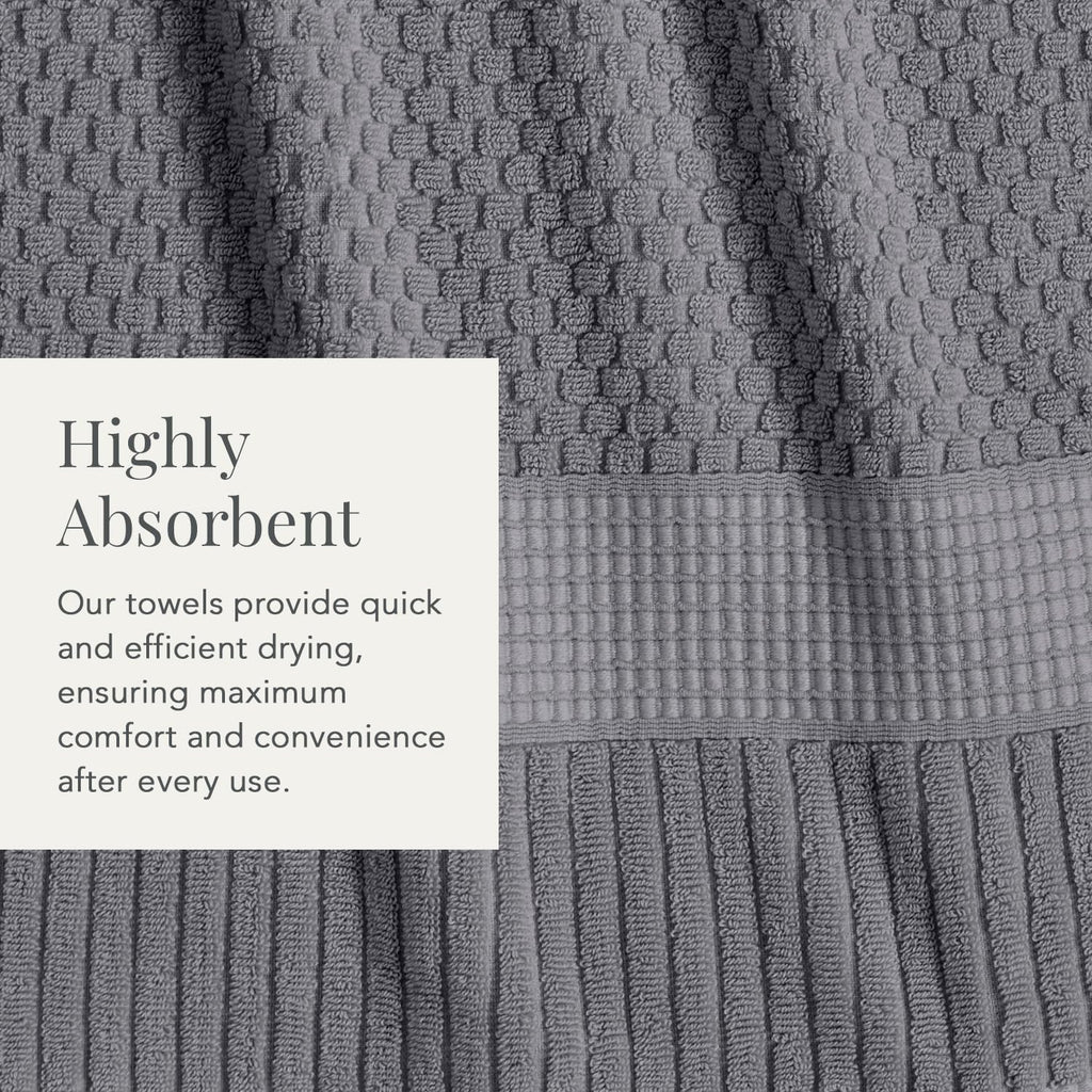100% Cotton 6-Piece Bath Towel Set | Grey | Oeko-TEX | Quick-Dry | 30" x 52" Bath Towels | 16" x 28" Hand Towels |