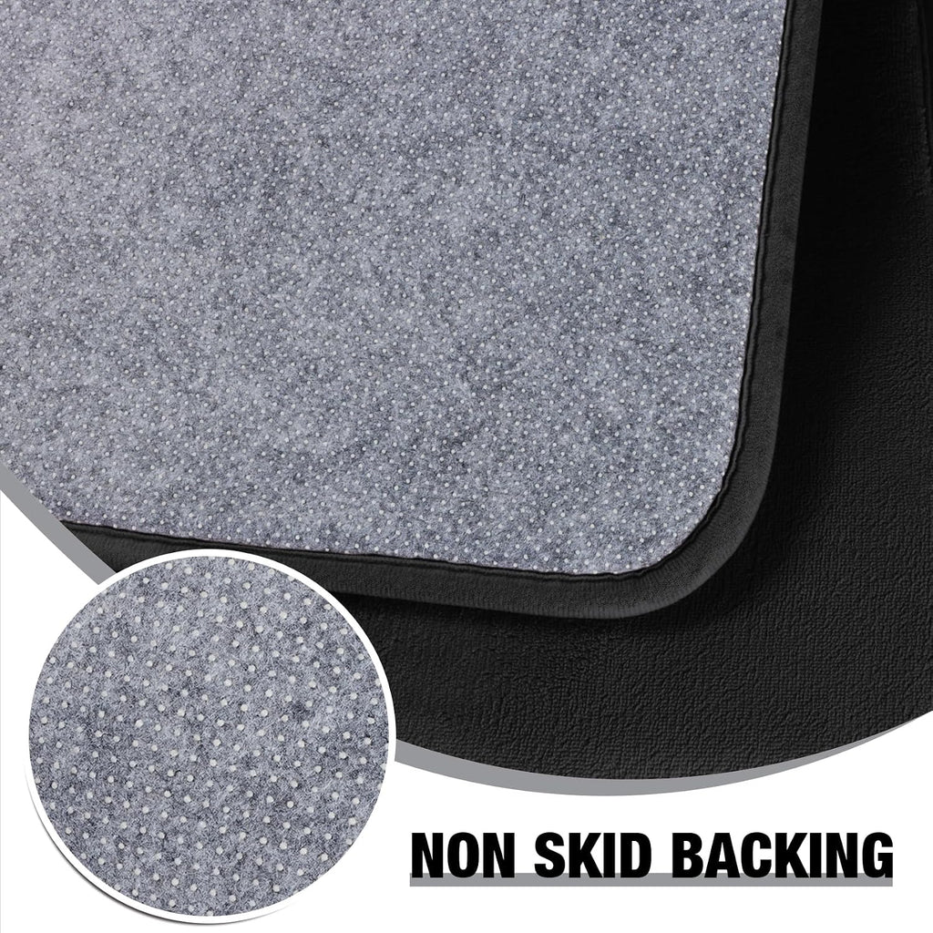 Black Memory Foam Bath Mat Long 24x60 Bathroom Runner Rug Non Slip Washable | Soft Absorbent Microfiber Bathroom
