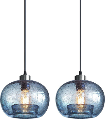 Hand Blown Glass Pendant Lights Kitchen Island Marble Blue Color Modern Rustic Style Ceiling Hanging Light Fixtures