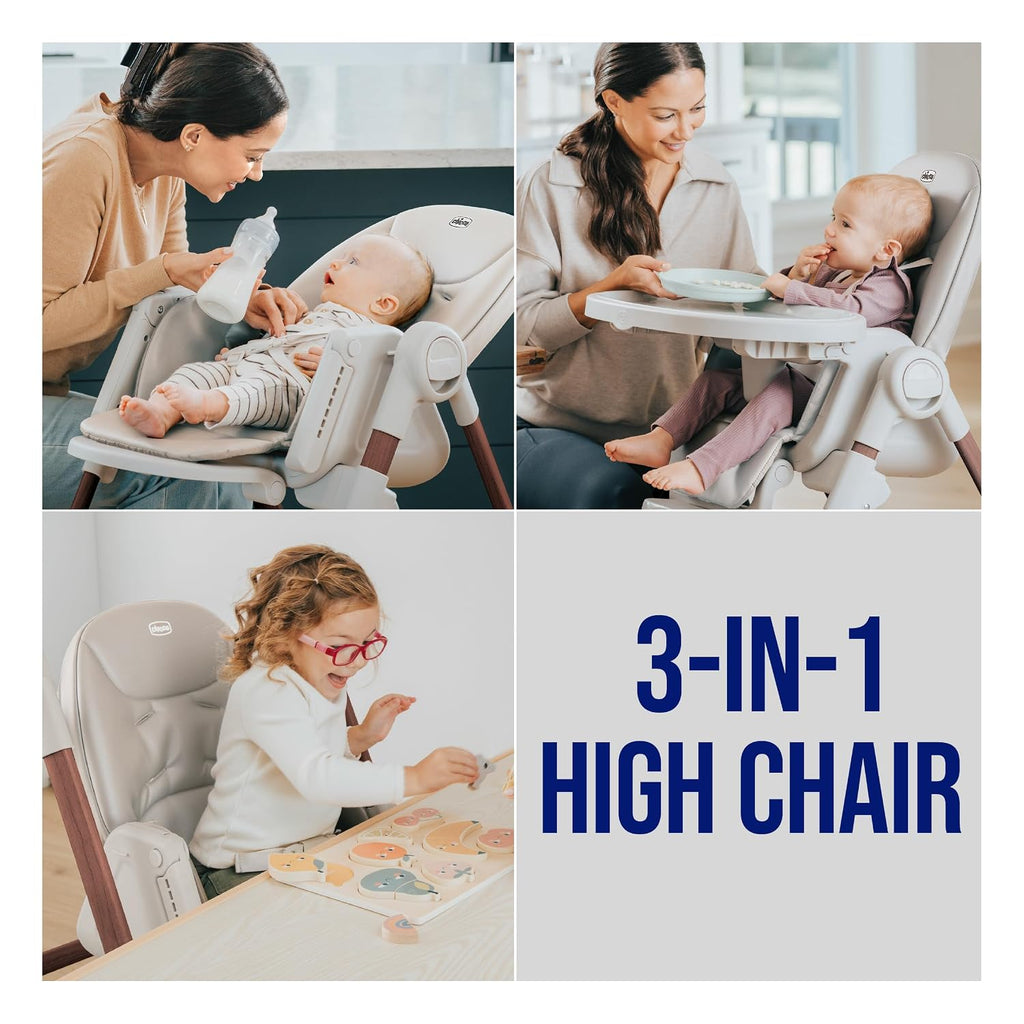 Harmonia 3-in-1 Adjustable Folding High Chair, Serene/Beige | For Newborns & Toddlers, Multi-Use, Easy-Clean, Wood
