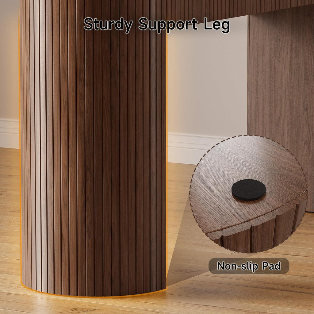 55 Inch Console Table with 2 Drawers, Entryway Tables with Storage,Walnut | Fluted Sofa Table Behind The Couch