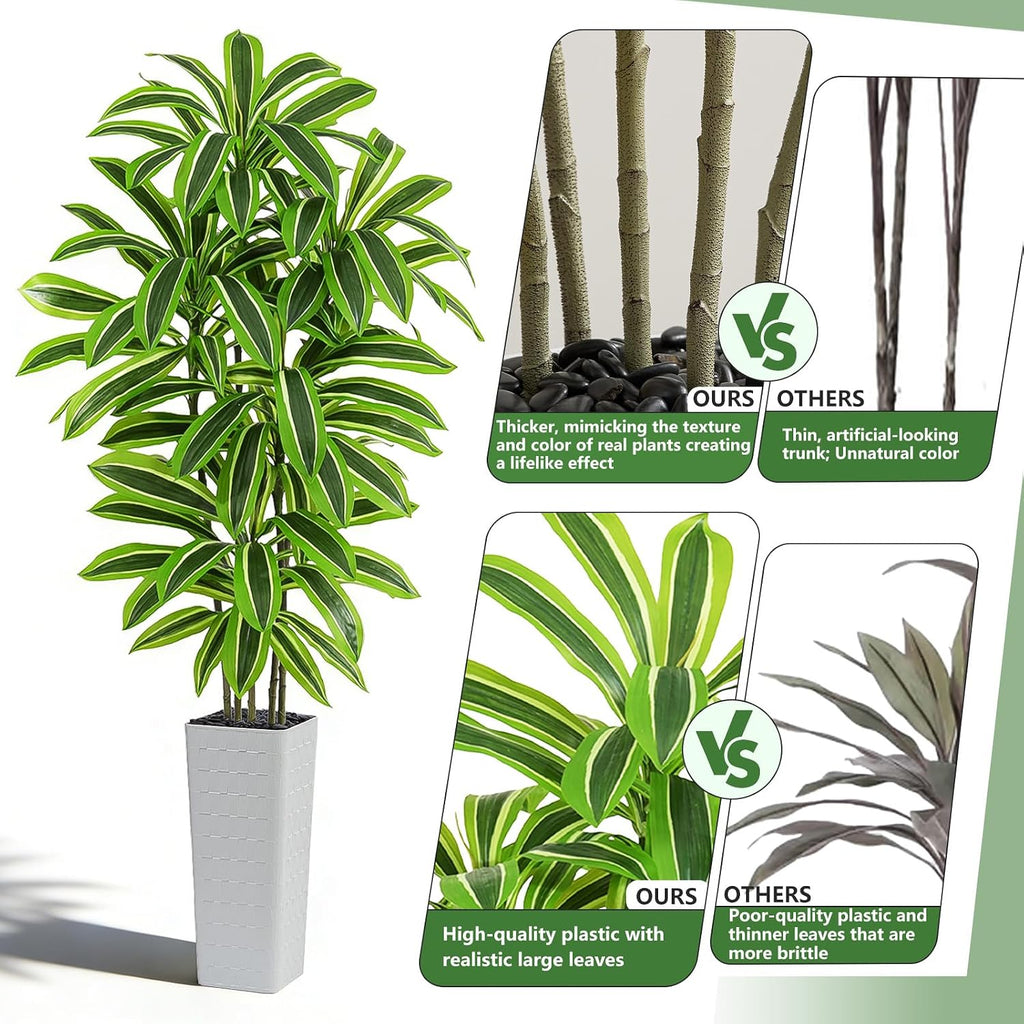 Yellow Dracaena Tree 7FT, Tall Fake Plants Indoor