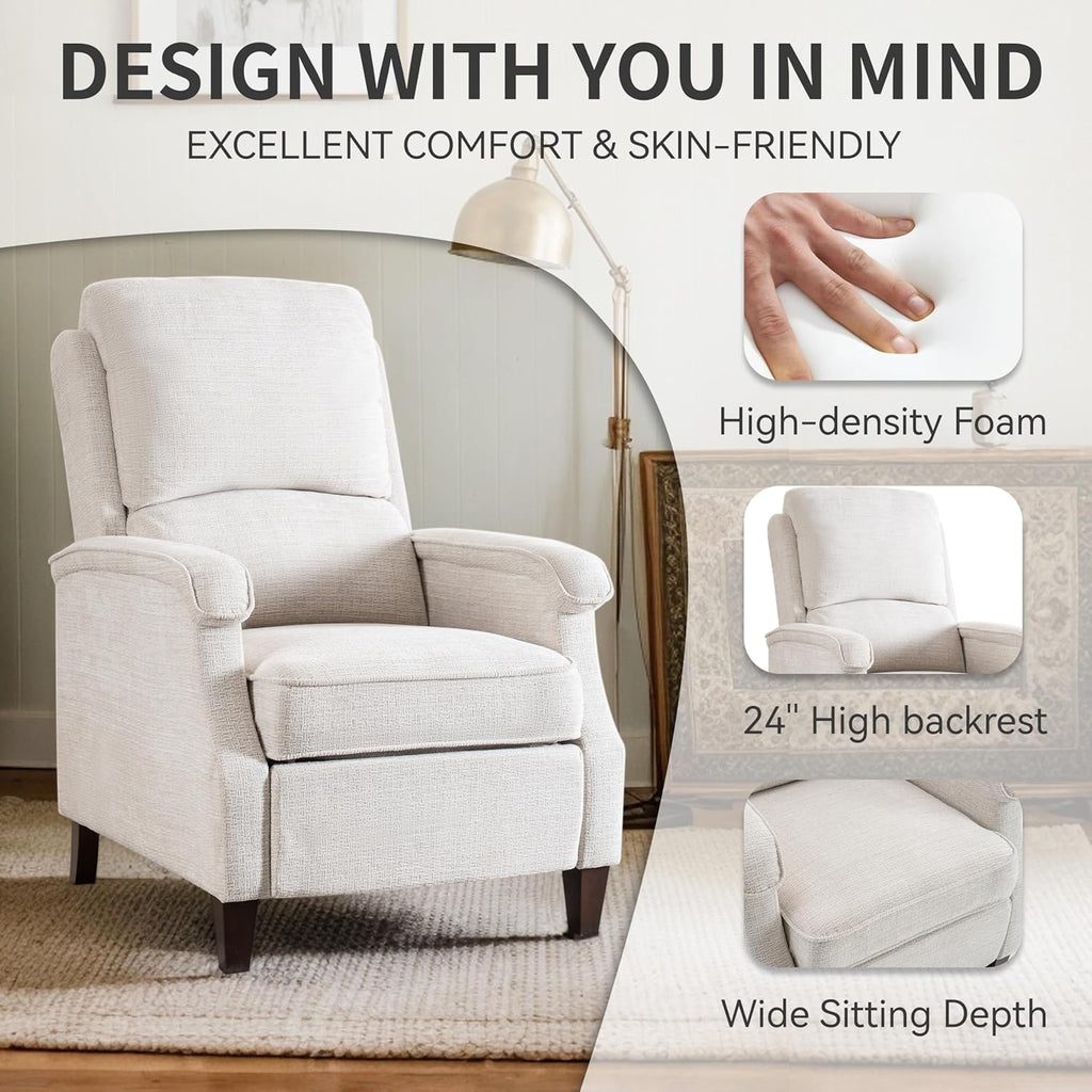 Recliner Chair, Fabric Recliner with Soft Armrest