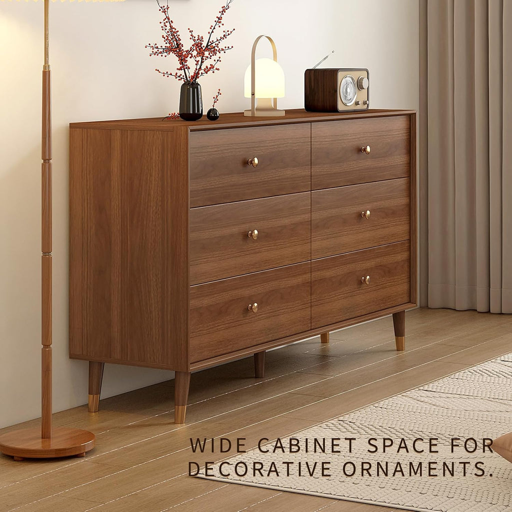 6-Drawer Dresser, Solid Wood Frame, Sturdy and Spacious Design, Modern Bedroom Storage Organizer, Multi-Functional
