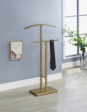 Metal Suit Valet Stand Clothing Organizer, Clothes Rack, Jacket Hanger, Tie Hanger (Gold)