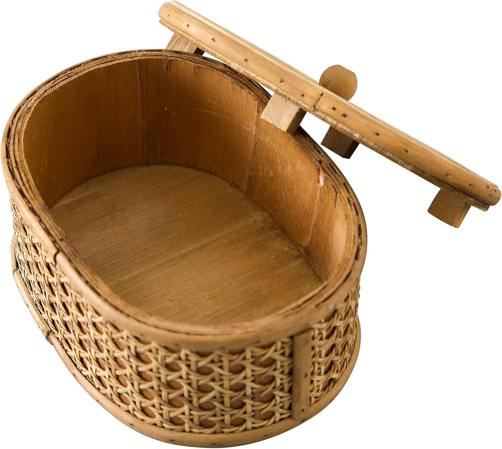 Rattan Decorative Box with Lid, Small Oval Box for Storage