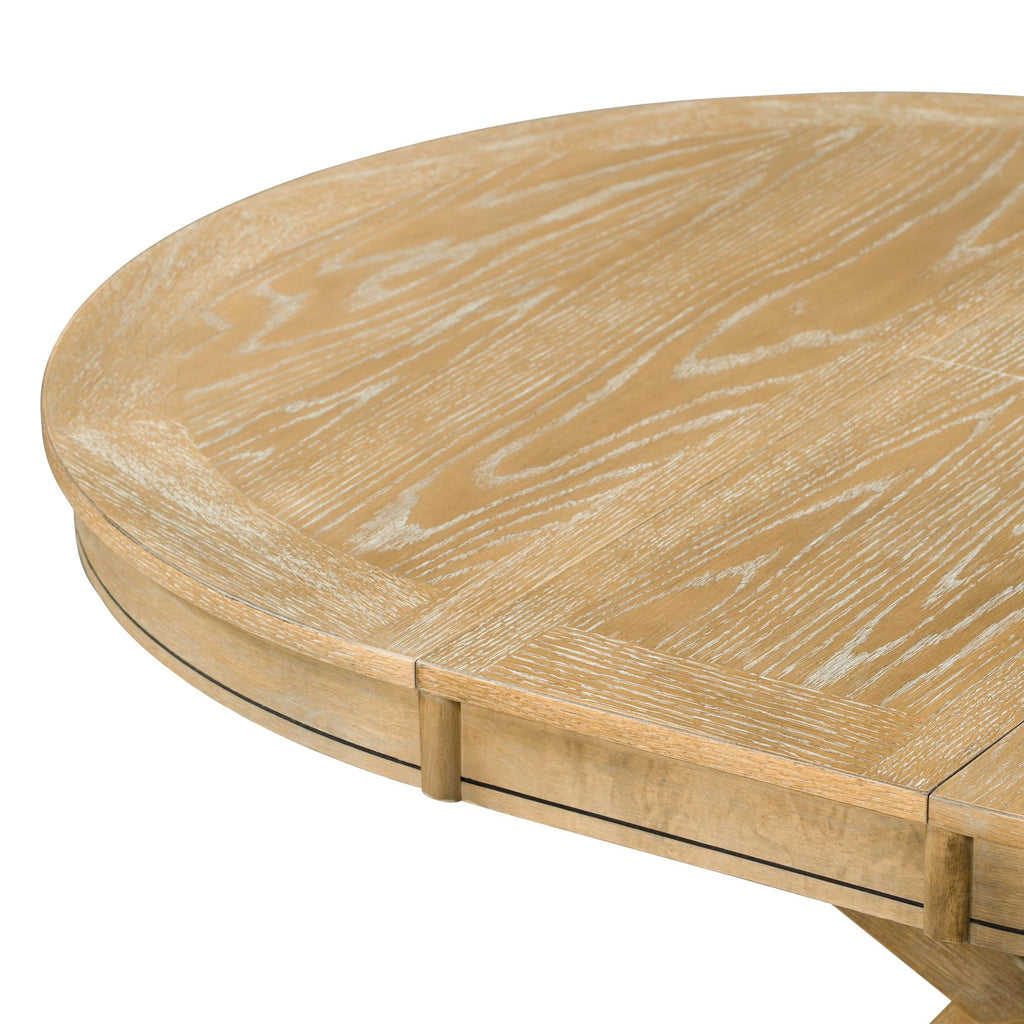 Extendable Dining Table, 42"-54" Length Retro Solid Wood Table with X-Shaped Base and Butterfly Leaf Kitchen, Natural