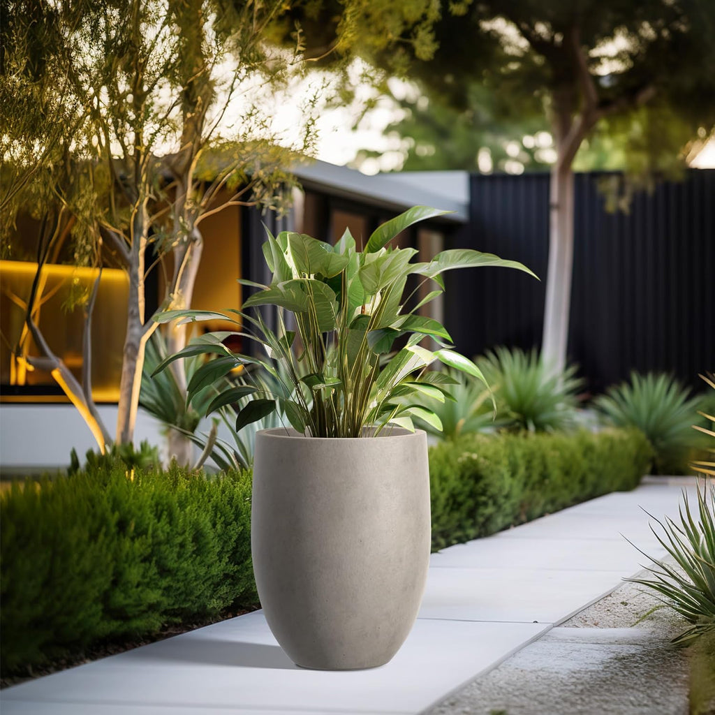 Modern Home Minimalist 21.7" Tall Weathered Concrete Bullet Planter | Minimalist, Handcrafted, Modern Decor