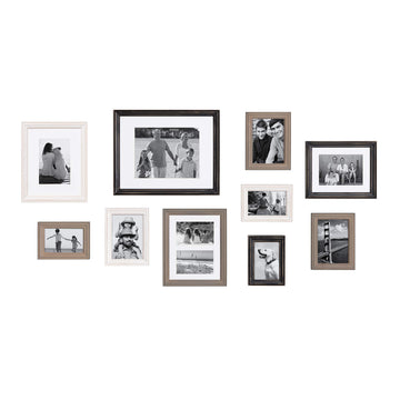 Bordeaux Gallery Wall Frame Kit, Set of 10 with Assorted Size Frames in Modern Farmhouse Finishes of Black, White and