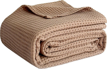 100% Cotton Waffle Weave Throw Blanket 40"x50", Soft Lightweight Breathable Cozy Washed, Layer Blanket, Farmhouse