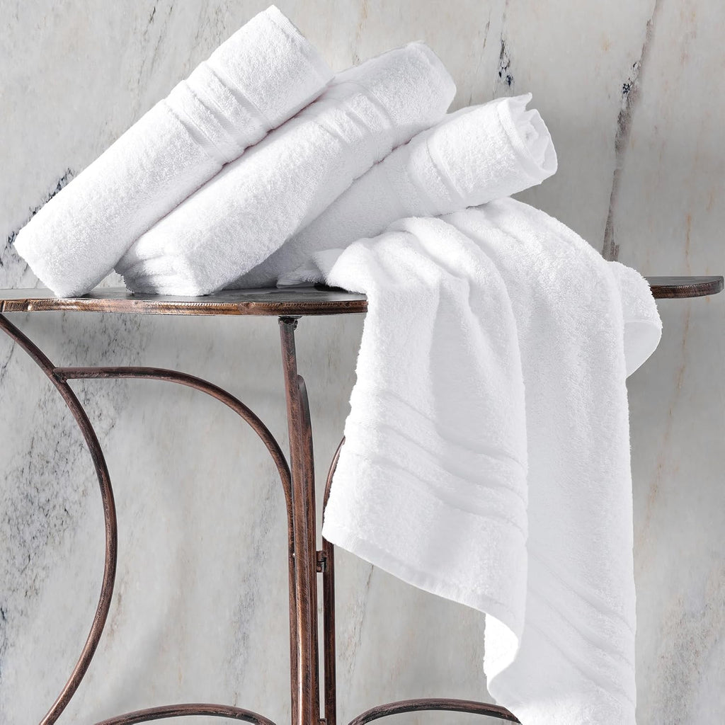 White Bath Towels 4 Pack 27 x 54 Inches 100% Turkish Cotton Soft Lightweight and Highly Absorbent Quick Drying