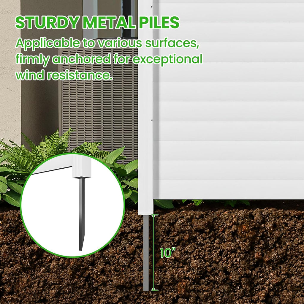 38" W x 60" H (1 Panel) Air Conditioner Fence, White Vinyl Pool Equipment Enclosure Panel with Metal Stakes, Outdoor