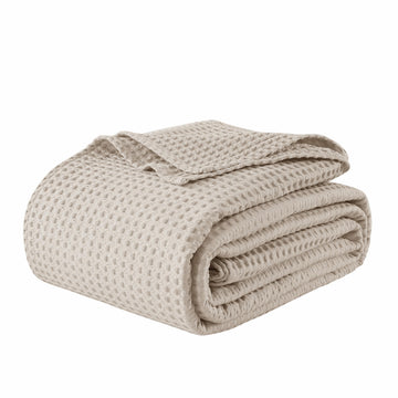 100% Egyptian Cotton Waffle Weave Throw Blanket for Couch, 320 GSM