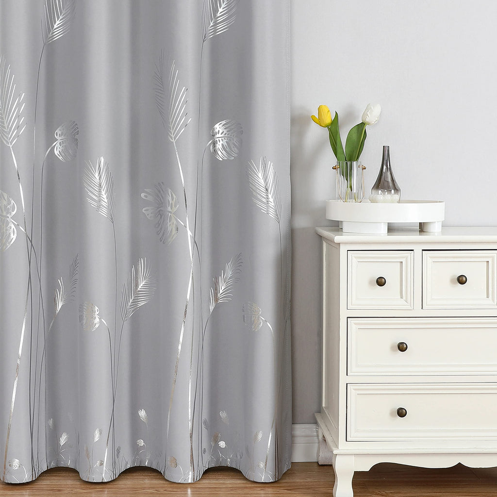 Light Grey Blackout Patterned Curtains