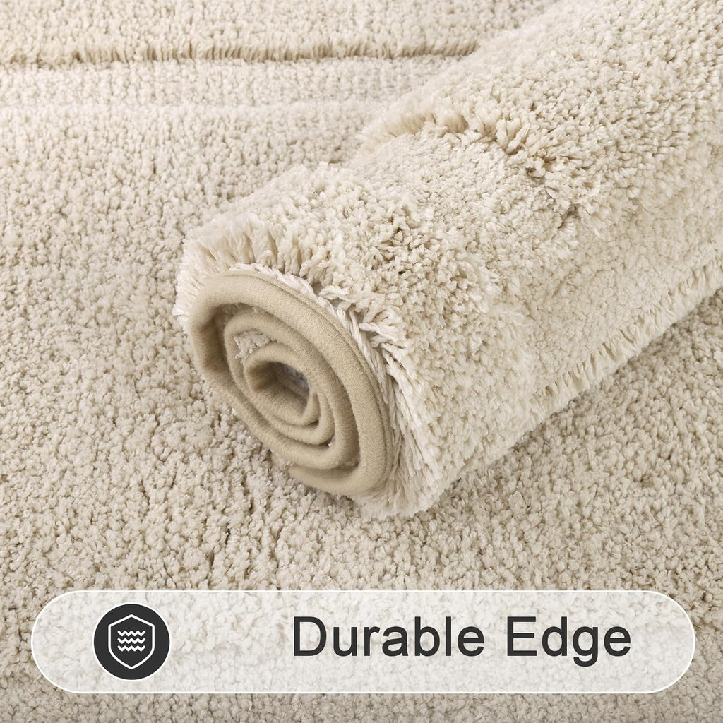 Soft Microfiber Bathroom Rugs Set 2 Pieces with Toilet Rug | Absorbent Plush Bath Mat U Shaped Contour Bath Rug, Non