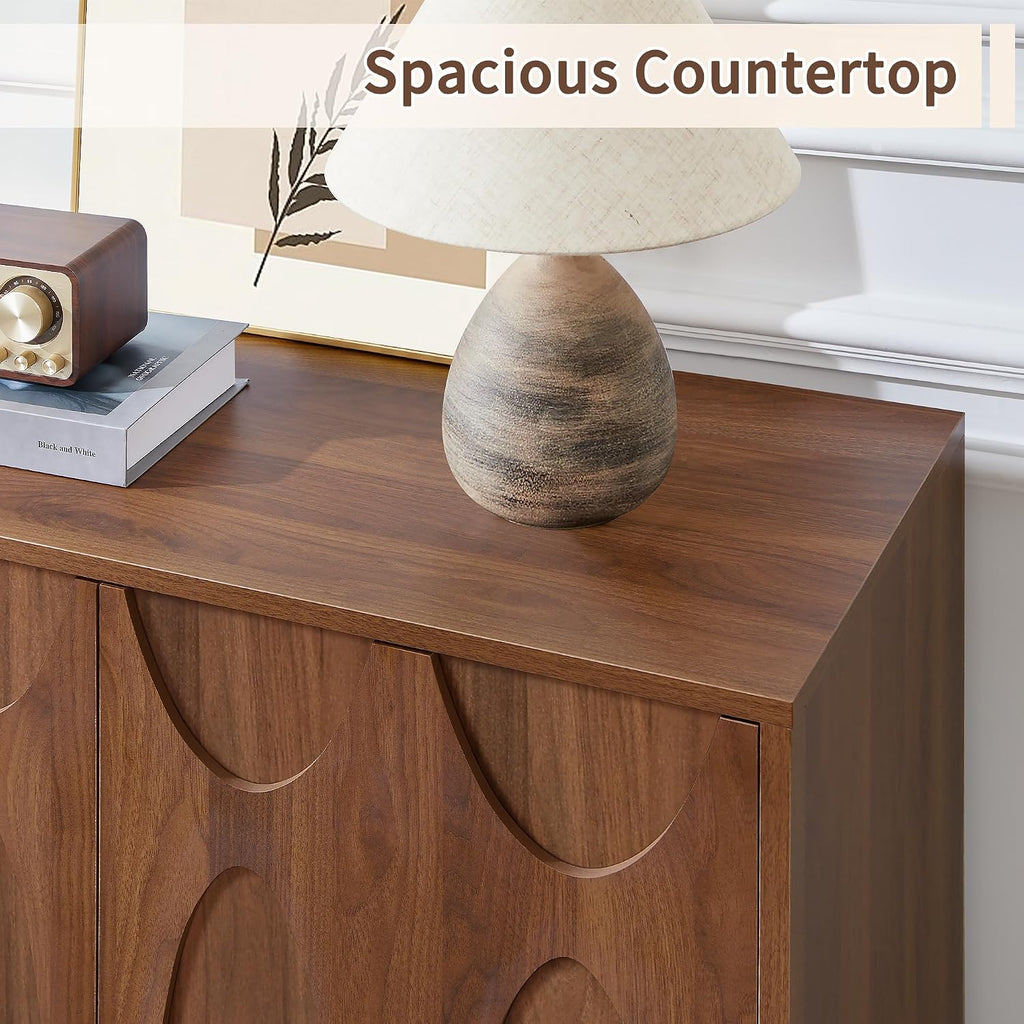 Sideboard Buffet Cabinet with Storage, 31.5" Mid Century Modern Storage Cabinet with Adjustable Shelf and 2 Doors