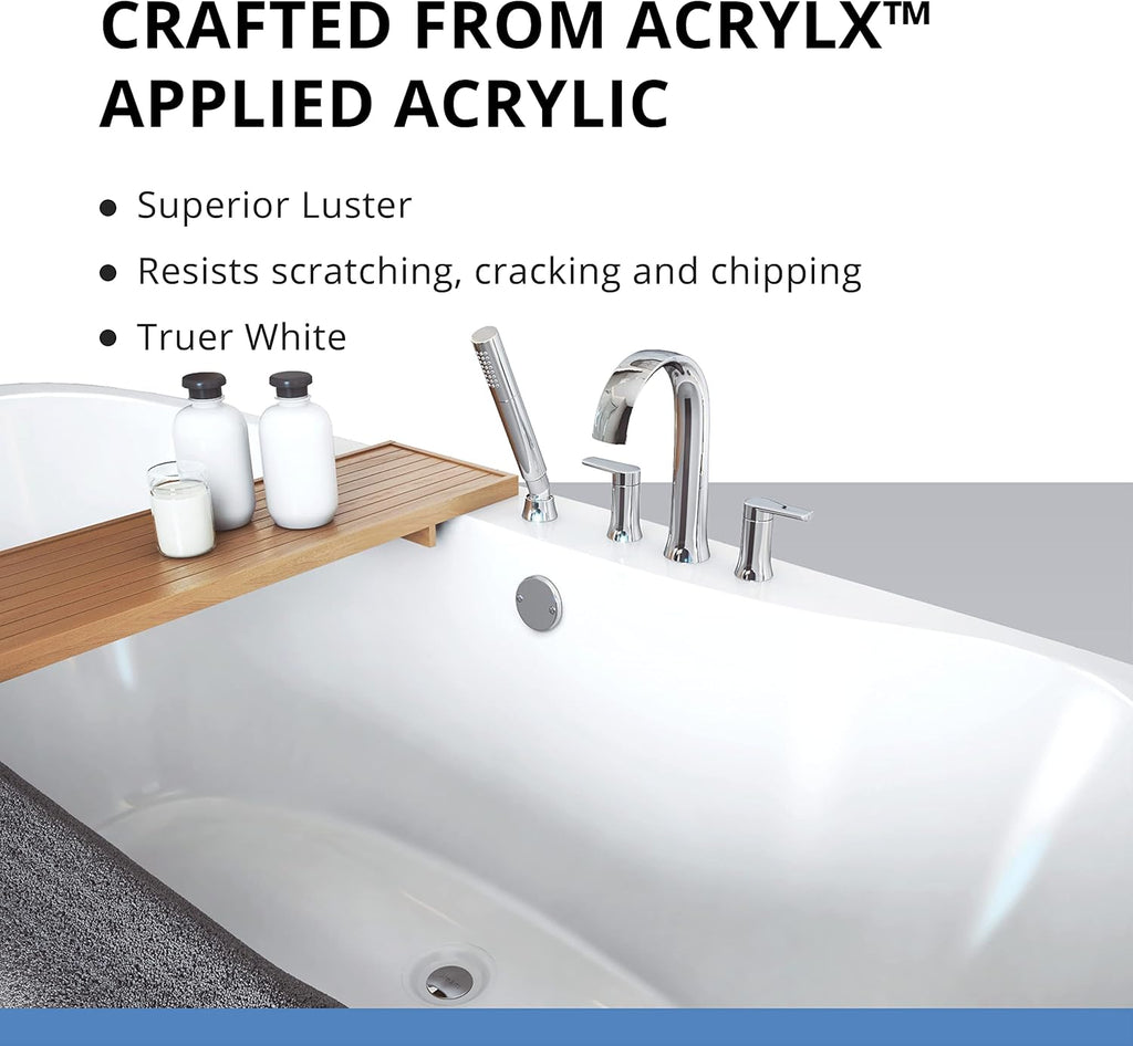 Montego 60 inch L x 27 inch H White Acrylic Freestanding Bathtub