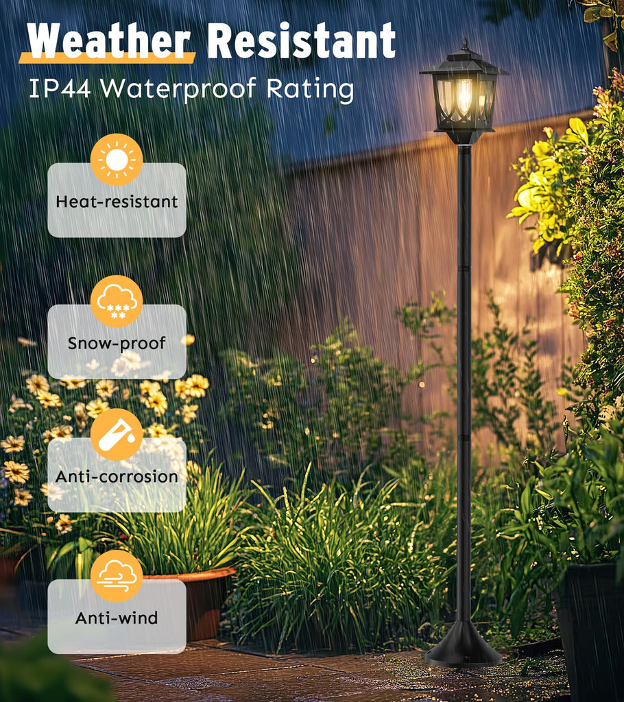 63" Solar Lamp Post Light 2 Pack, Solar Post Lights Outdoor