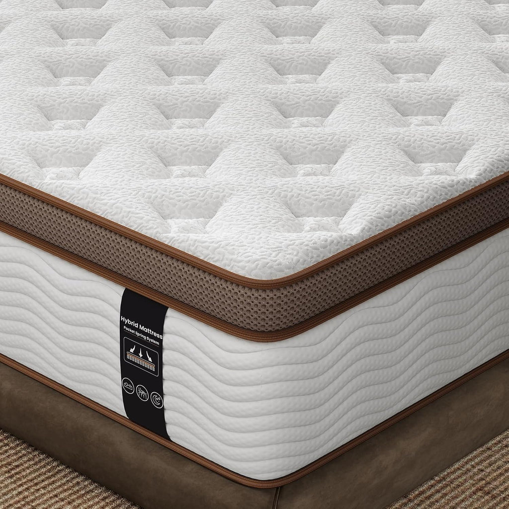 California King Mattress - 14 Inch Hybrid Mattress with Orthopedic Lumbar Support & Motion Isolation - Individually