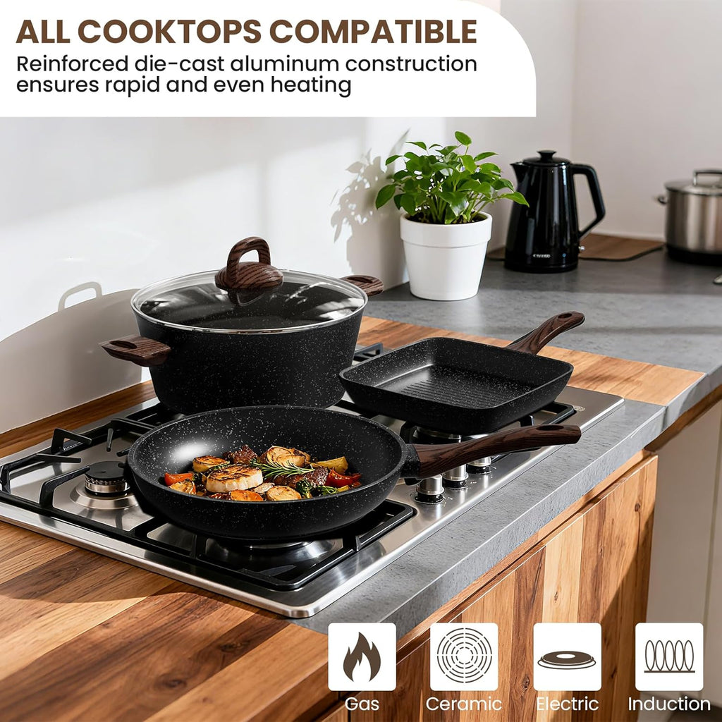 Pots and Pans Set Non Stick, 31 Piece Kitchen Induction Cookware & Bakeware Set, Nonstick Kitchen Cooking Pans Set
