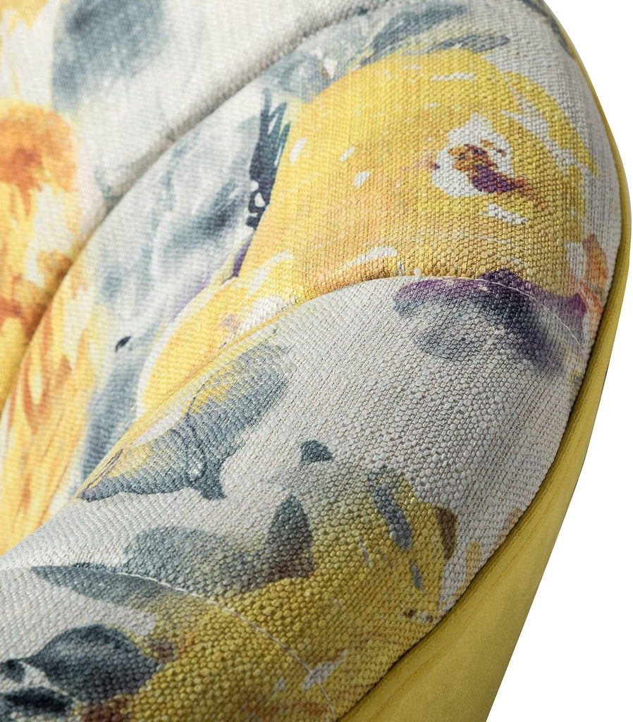 Accent Chair with Golden Legs, Comfy Tufted Wingback Living Room Chair Floral Fabric Small Armless Side Chair