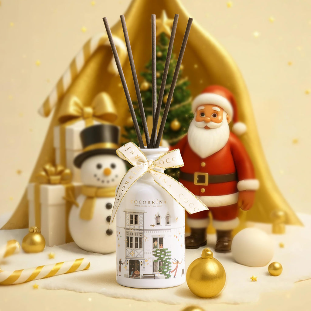 Reed Diffuser - Christmas Vanilla 6.7 fl oz Chirstmas Reed Diffuser with 8 Sticks Home Fragrance Bathroom Shelf Decor