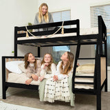 Bunk Bed, Scandinavian Modern Bunk Bed, Solid Wood Twin Over Full Bed Frame for Kids, No Box Spring Needed, Black/Blonde