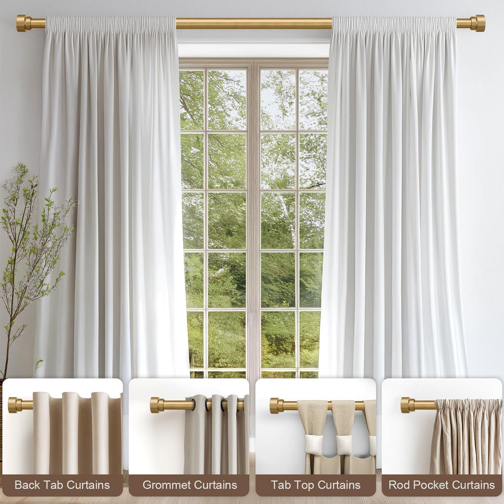Modern Gold Curtain Rods for Windows Heavy Duty 1" Diameter Window Curtain Rod