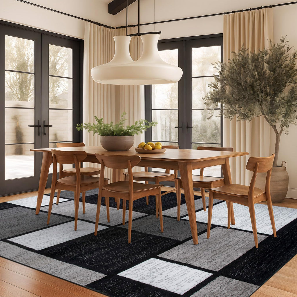 Modern Geometric Gray Area Rug, Fade-Resistant for Large , or Open Space, 10' x 14'