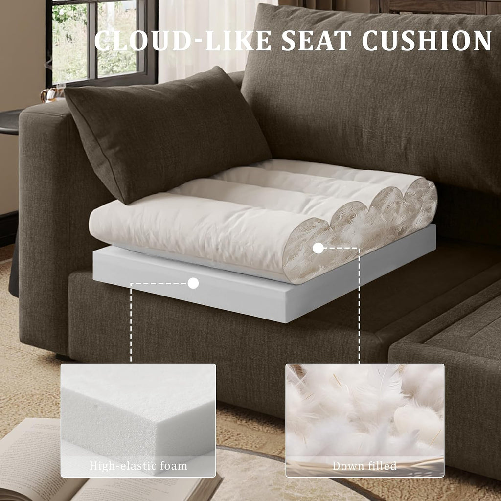 Cloud Modular Sectional Sofa Couch with Storage Ottoman, 99" Oversized Sectional Couches , Cloud Modular L-Shaped