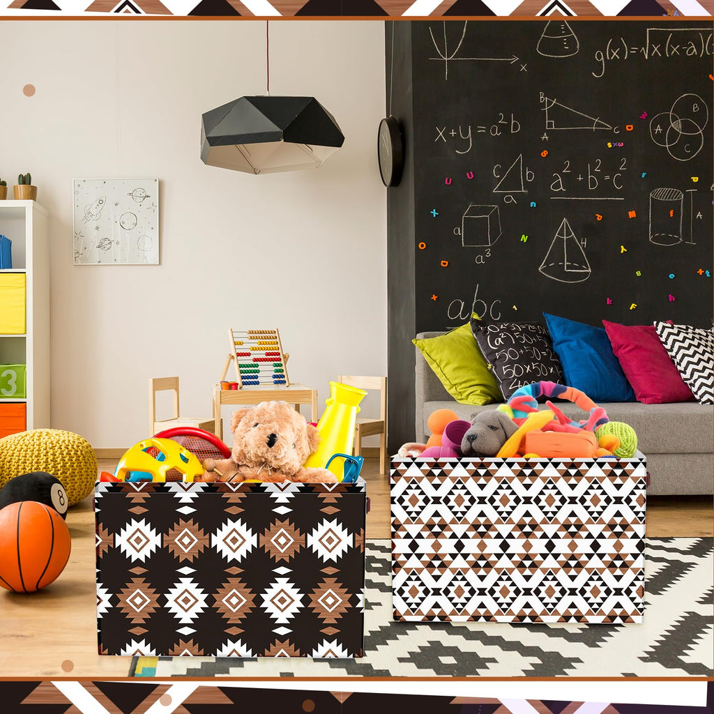3 Pack Western Aztec Geometric Storage Bins Boho Rustic Laundry Basket