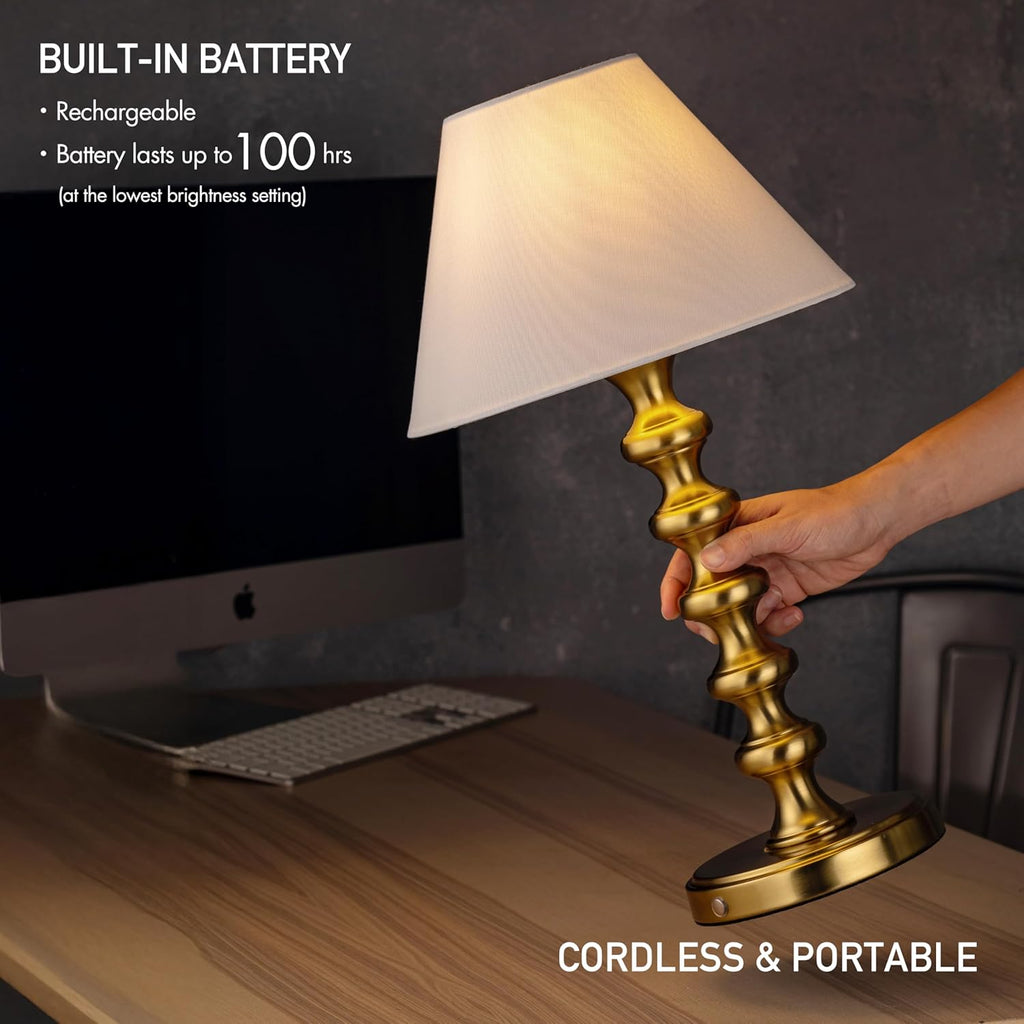 Ember Rechargeable Table Lamp (Antique Brass_Baluster)
