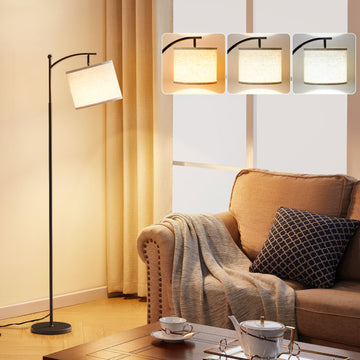 60" Modern Floor Lamp with Beige Shade, 9W LED Bulb