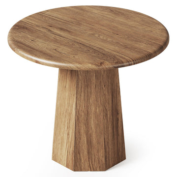 31.5" Round Dining Table for 4, Wood Kitchen Table, Small Dinner Table with Wooden Tabletop and Octagonal Base s