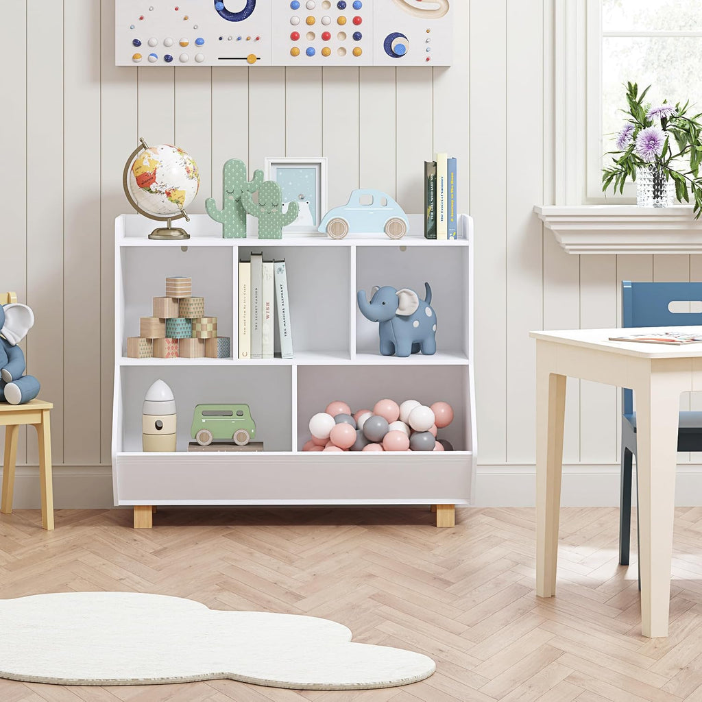 Toy Storage Organizer, Kids Bookshelf and Toy Storage with Legs, 5 Cube Storage Organizer, Children Bookcase for Kids