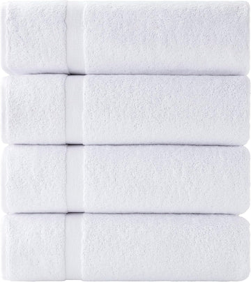 Luxury Turkish Bath Towels Set of 4, Double Stitched 100% Cotton True 600 GSM Soft & Absorbent Bathroom Towels, Hotel