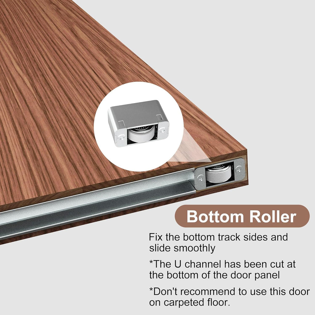 32"x86" Concealed Sliding Barn Door with Soft Close Hardware Kit, Brown Hidden Door for Opening 24"-