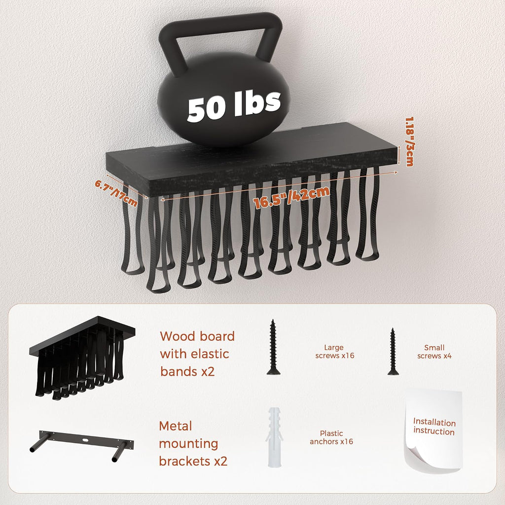 Floating Book Shelves for Wall Set of 2, Unique Wood Hanging Bookshelf | Easy Install Wall Bookshelf with Anti-Tilt