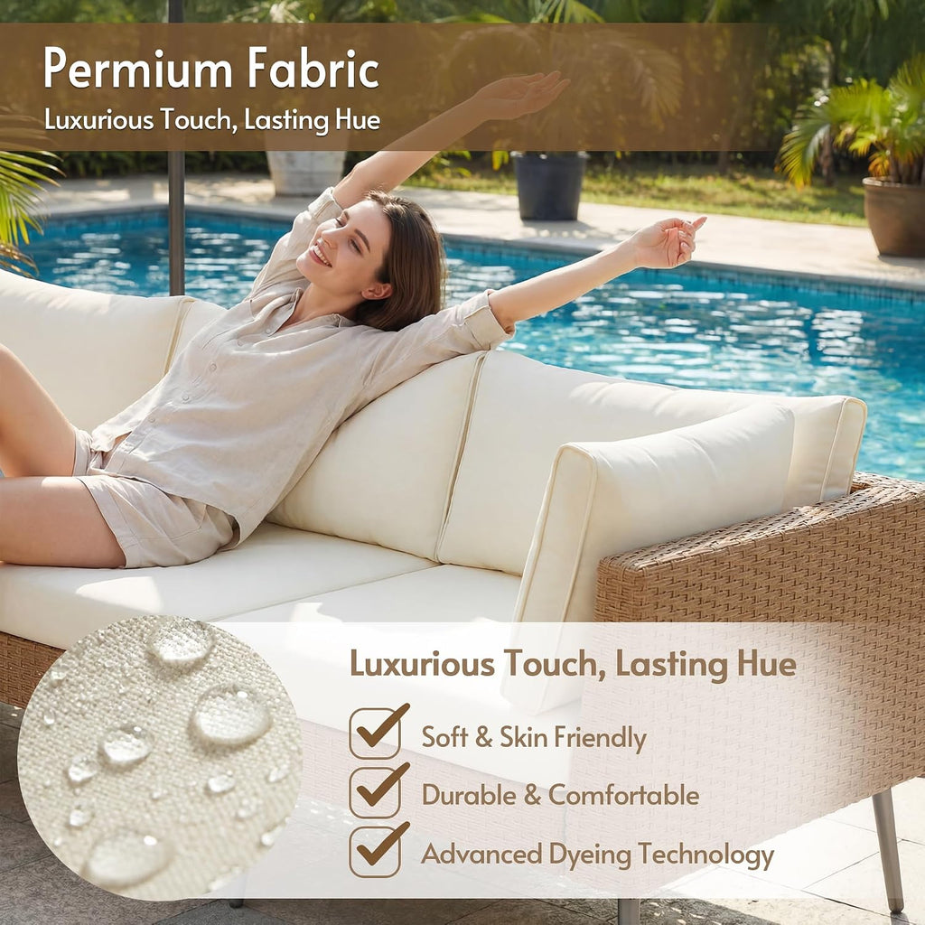 5-Piece Tight Weave Outdoor Patio Sectional, Luxe Outdoor Sofa with Premium Polyester & Ergonomic Design, All-Weather