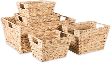 Hyacinth Collection Storage Baskets, Large Set, Assorted Sizes, Natural, 5 Piece