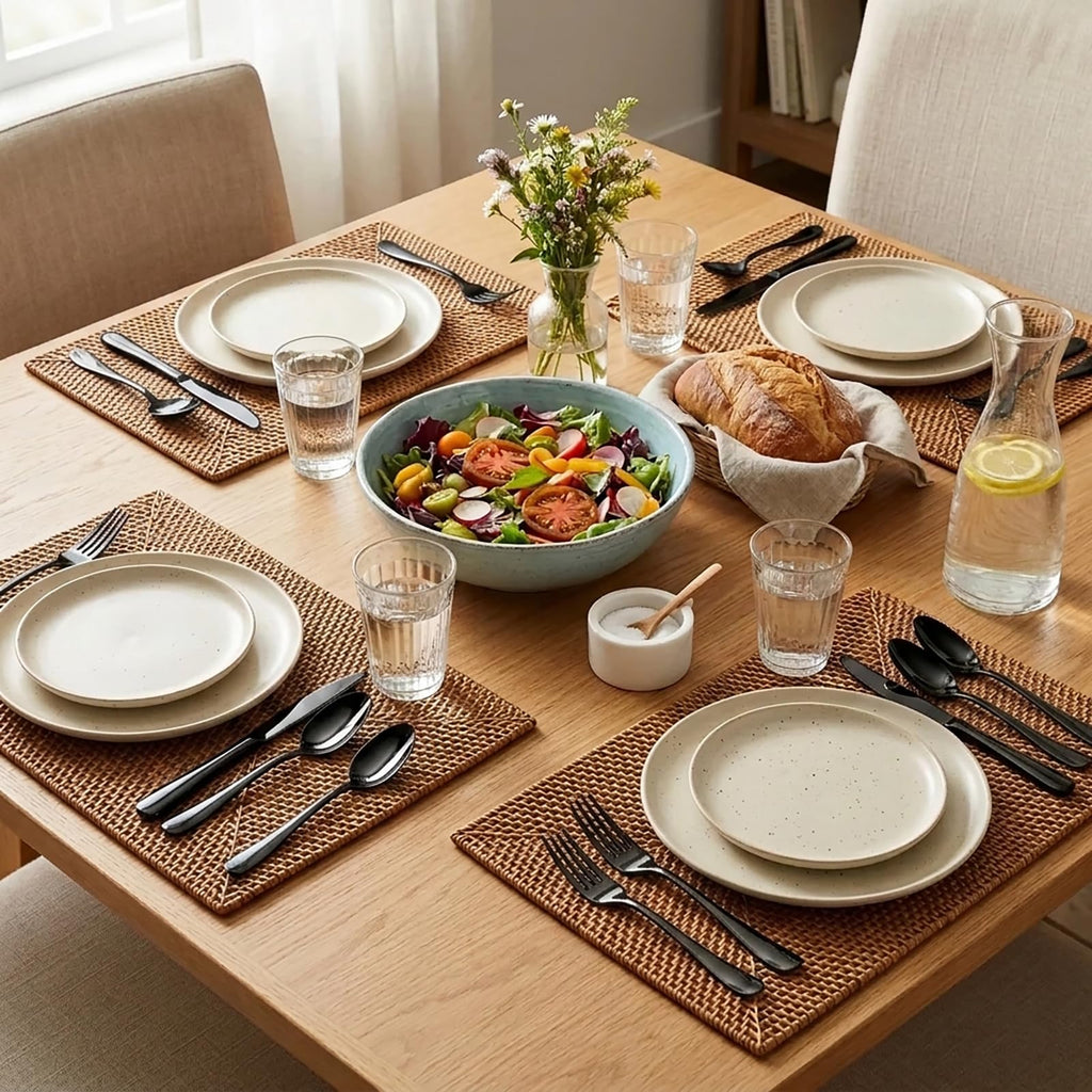 20-Piece Black Silverware Set, Stainless Steel Flatware Set Service for 4