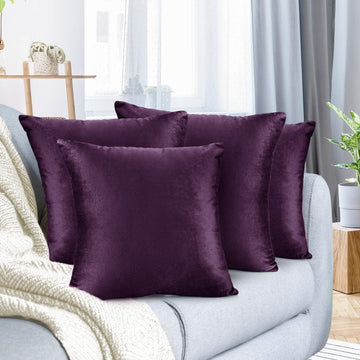 Throw Pillow Covers, Cozy Velvet Decorative Pillow Cases 24x24 Inches, Soft Solid Couch Pillow Covers for Sofa, Bed