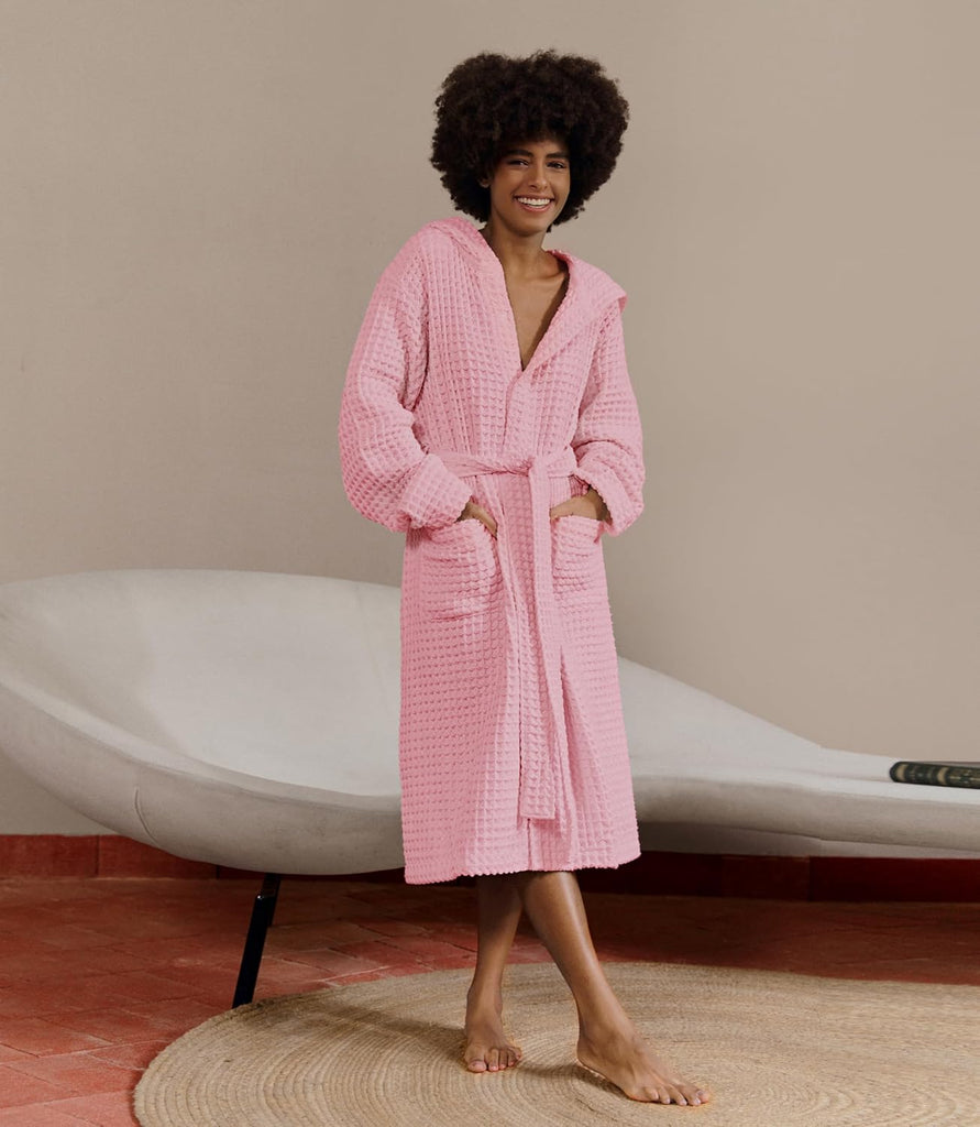 Luxury Organic Japanese Cotton Hotel & Spa Waffle Bathrobe for Men and Women (Hooded/Kimono)