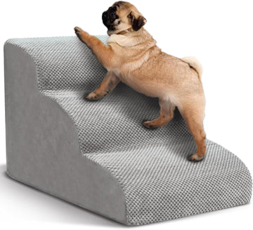 Dog Stairs for Small Dogs, 3 Tiers High Density Foam Dog Ramp, Extra Wide Non-Slip Pet Steps for High Beds Or Couch